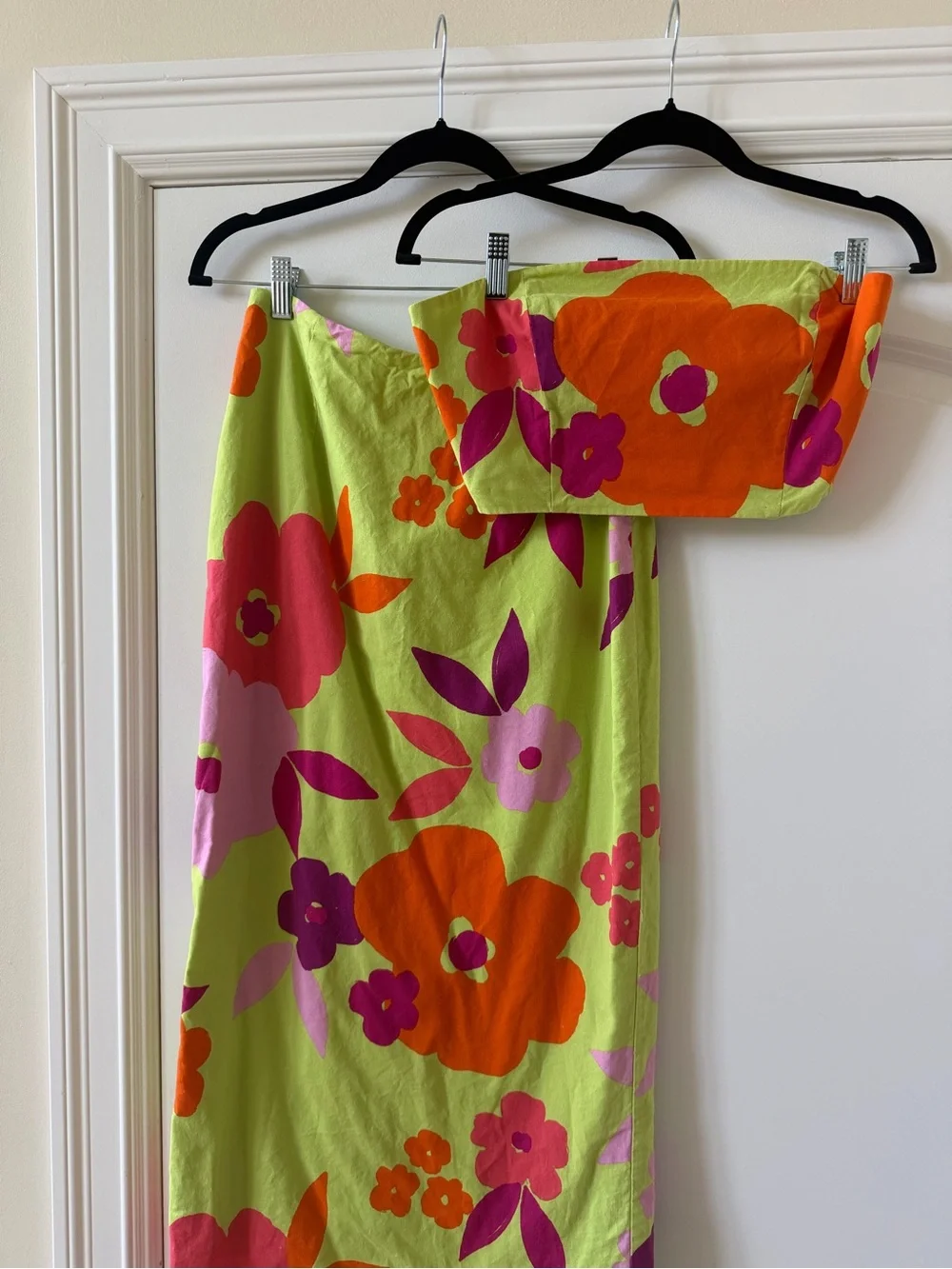 Sabo Skirt Lime Green Floral Strapless Two-Piece Maxi Set